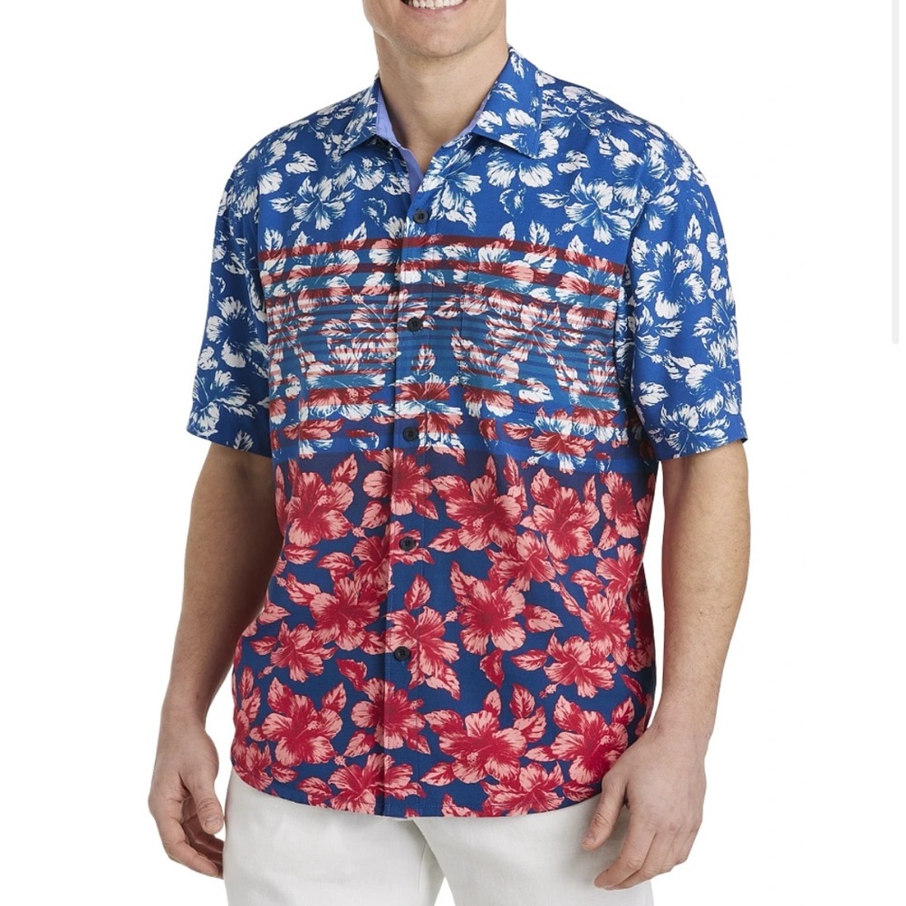 Tommy Bahama Americana Veracruz Cay Flora And Stripes Shirt NWT